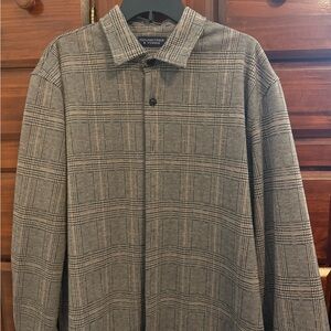 Roundtree & Yorke Brown and Black Houndstooth-pattern Shirt